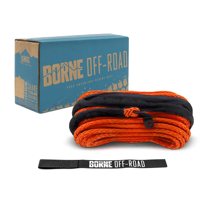 Mishimoto BNWN-SR-38-85OR, Borne Off-Road BNWN-SR-38-85OR Replacement Synthetic Winch Rope, Orange, 3/8 in x 85 ft
