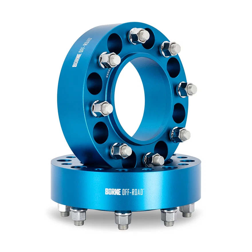 Borne Off-Road BNWS-002-500BL Wheel Spacers, Blue, 8X170, 11.00in Center Bore, M14 X 1.5, 2.00in for Ford
