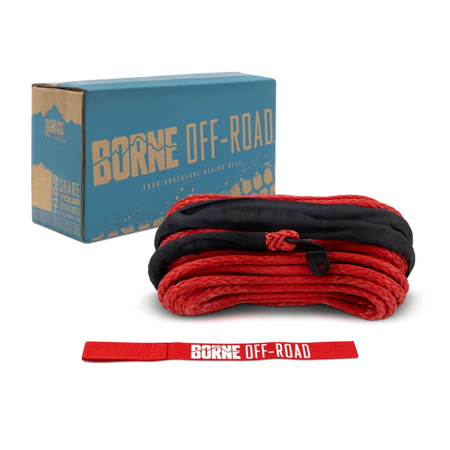 Mishimoto BNWN-SR-38-85RD, Borne Off-Road BNWN-SR-38-85RD Replacement Synthetic Winch Rope, Red, 3/8 in x 85 ft