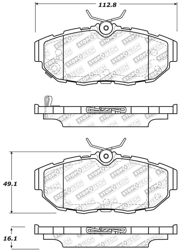 Stoptech 305.14650, Street Select Brake Pads - Rear for Ford Mustang
