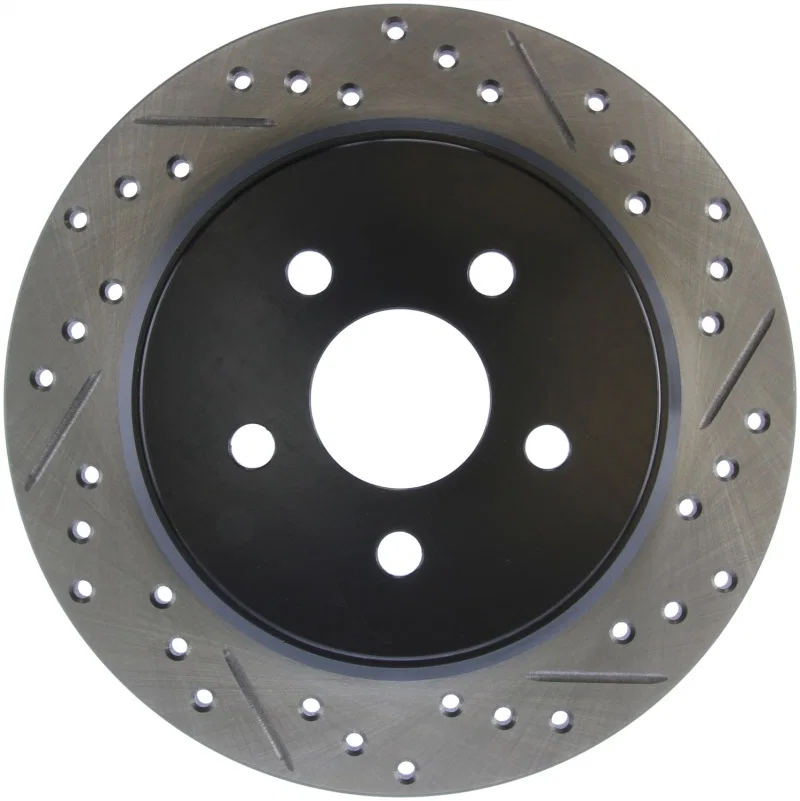 Stoptech 127.63054L, 03-09 Chrysler PT Cruiser Tur / 03-05 Dodge Neon SRT-4 Rear Left Slotted & Drilled Rotor