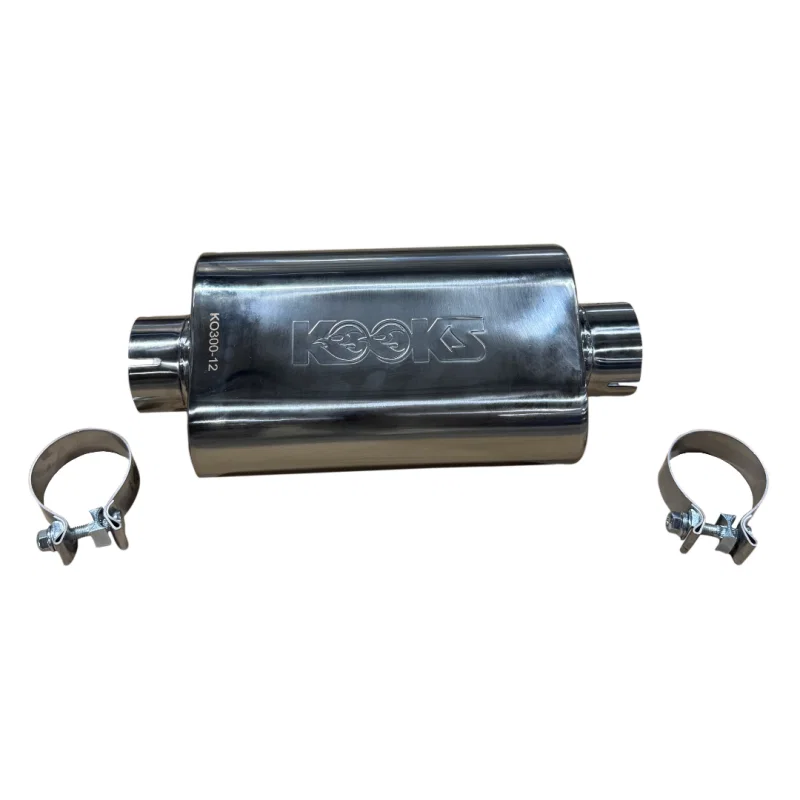 Kooks Headers KO300-12-CI, 3in Oval Clamp In Center/Center Muffler 12in Long Body Polished Stainless Steel