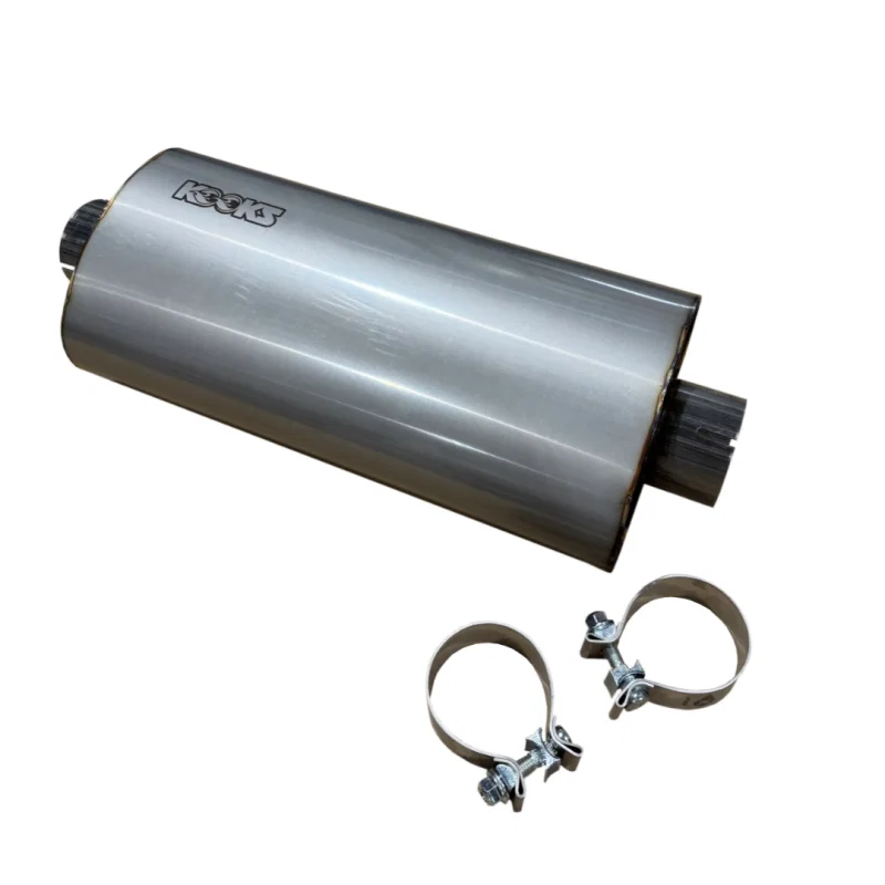 Kooks Headers MUF-019-CI, 3in Oval Clamp In Center/Center Muffler 18in Long Body Polished Stainless Steel