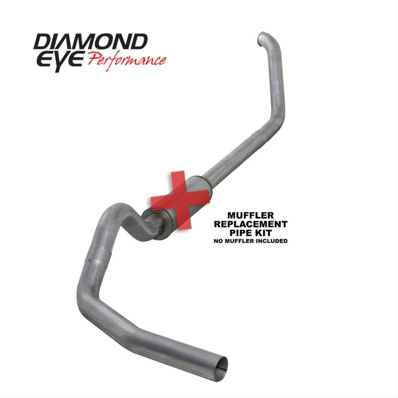Diamond Eye Performance K4319A-RP, 00-03 Ford F250/F350 7.3L 4in Turbo-Back Single Aluminized Muffler Replacement Pipe