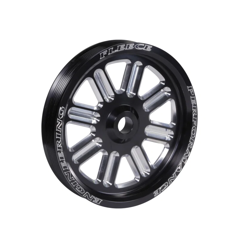 Fleece Performance FPE-34211-BLK-SPK, Dodge Cummins Dual Pump Spoke Pulley (For Use w/ FPE Dual Pump Bracket) Black