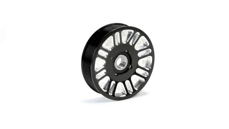 Fleece Performance FPE-34657-BLK-SPK, 03-18 Dodge 2500/3500 Cummins Upper Fan Pulley Idler (Black Contrast)