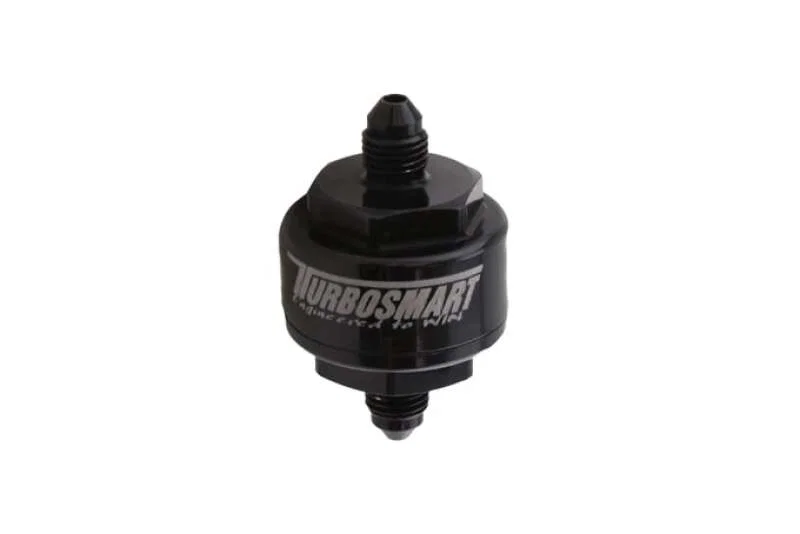 Turbosmart TS-0804-1002, Billet Turbo Oil Feed Filter w/44 Micron Pleated Disc -4AN Male Inlet - Black