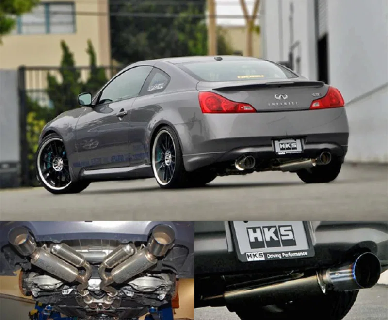 HKS 32009-BN003, 08-13 Infiniti G37 Coupe Dual Hi-Power Ti Tip Catback Exhaust (SUS304 NO COATING)