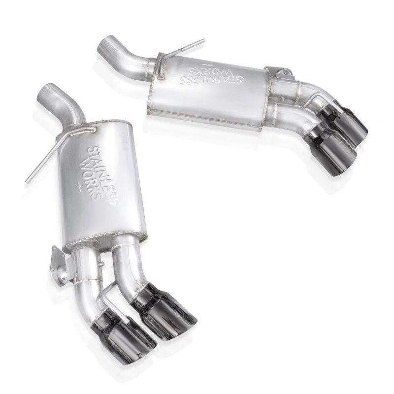 Stainless Works CA16RVMKPBC, 16-21 Camaro SS 3in Original SW Connect Axle Back w/Valve - 4in Quad Black Tips