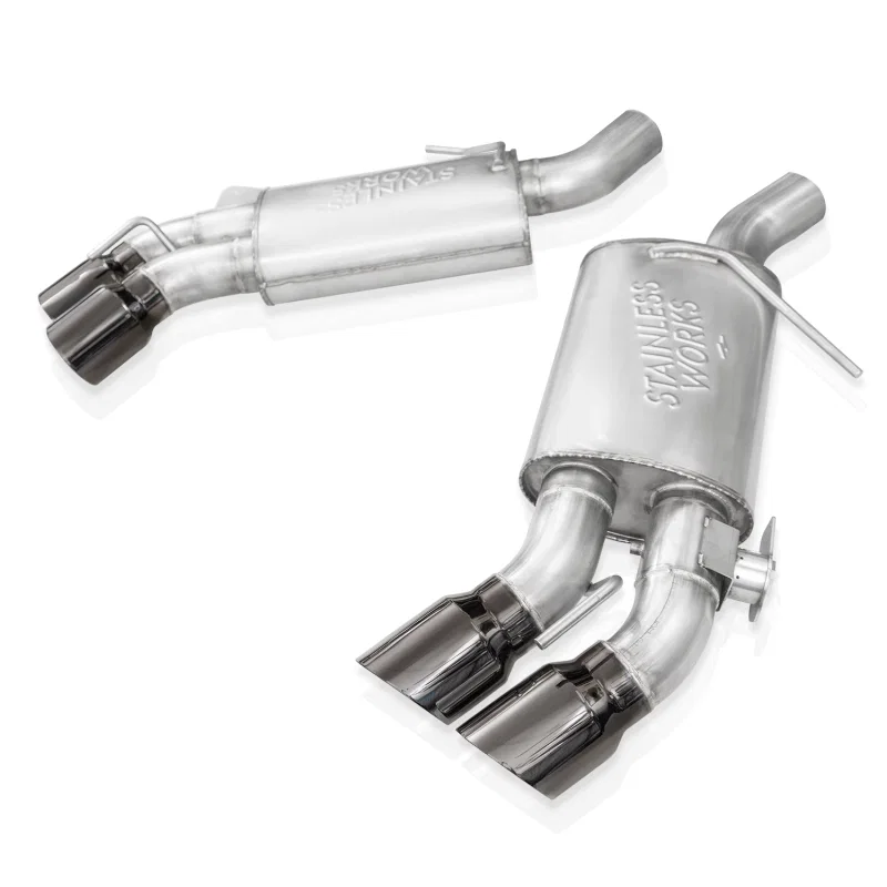 Stainless Works CA16RVMKPLBC, 16-21 Camaro SS 3in Legend SW Connect Axle Back w/Valve - 4in Quad Black Tips