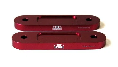 BLOX Racing BXSS-20354-12-RD, Honda S2000 Racing Front 12mm Thin Spacer Bump Steer Kit - Red (Lowered 1in and more)