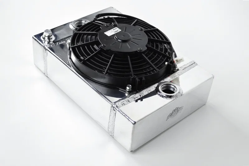 CSF 7065, Universal Drag Race / Tuck Radiator w/9in Spal Fan - 10.5in H x 10in L x 3.6in W