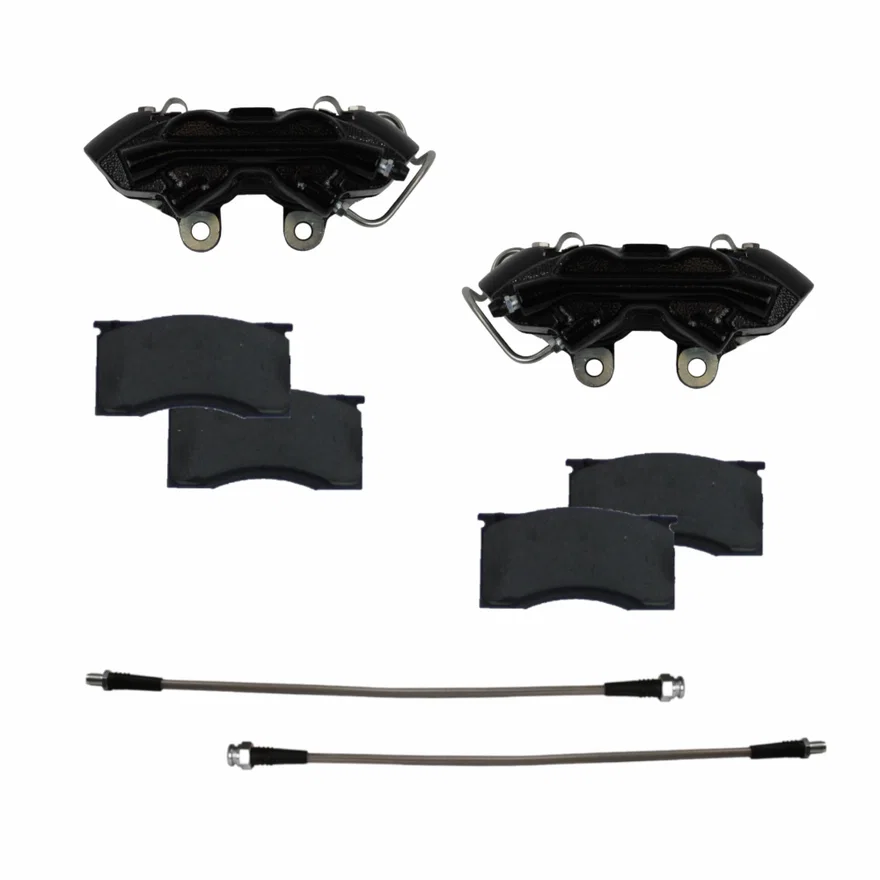 Front New fully tested loaded calipers with stainless steel pistons black powder coated pair