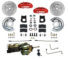 Power Front Kit with Drilled Rotors and Red Powder Coated Calipers for Ford Mustang image 1