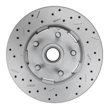 Front Caliper and Rotor Kit with Drilled Rotors and Red Powder Coated Calipers image 3