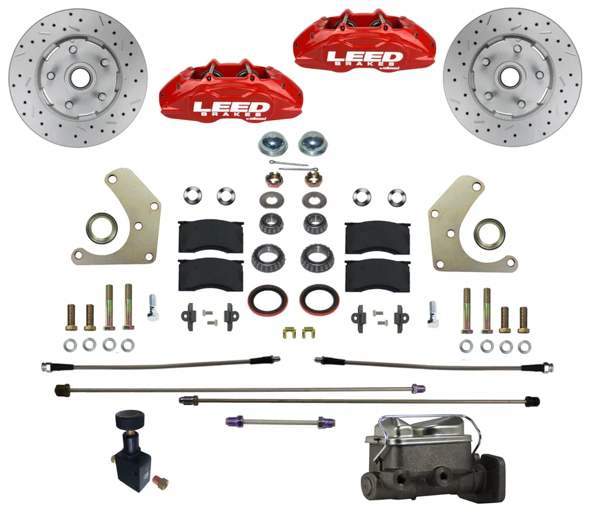 Manual Front Kit with Drilled Rotors and Red Powder Coated Calipers