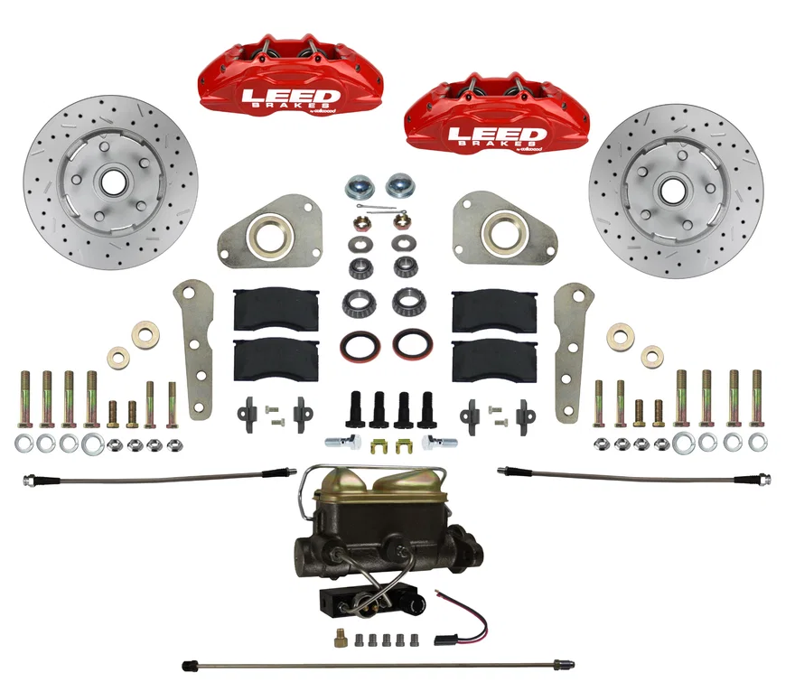 Manual Front Kit with Drilled Rotors and Red Powder Coated Calipers