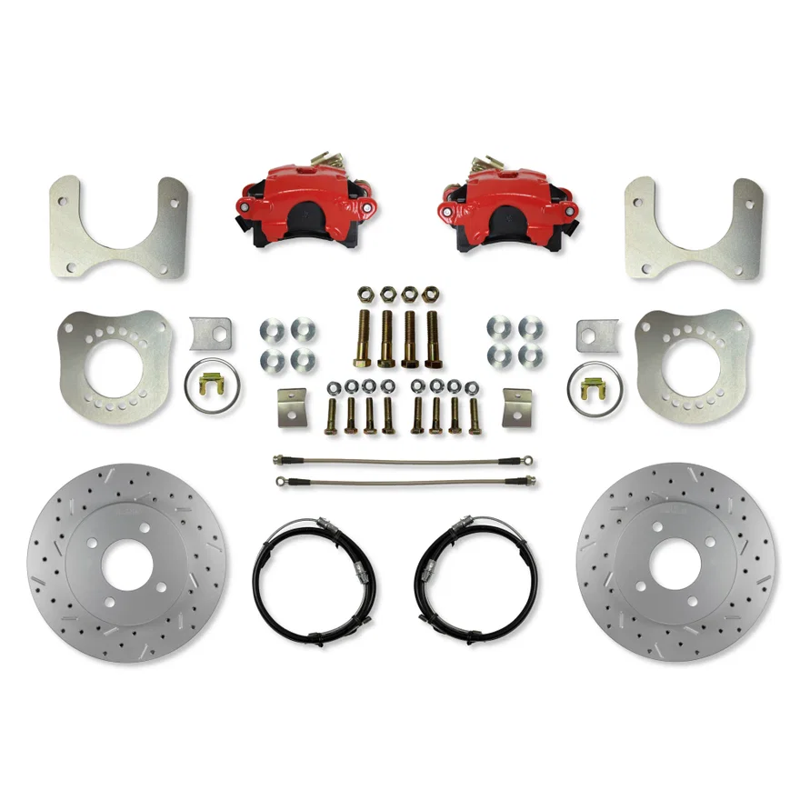 Leed Brakes RRC0010X, Rear Disc Brake Kit  with Drilled Rotors and Red Powder Coated Calipers