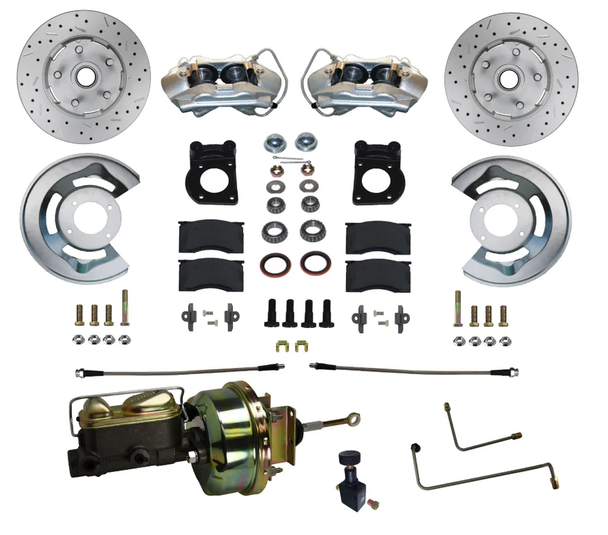 Power Front Kit with Drilled Rotors and Zinc Plated Calipers for Ford Mustang