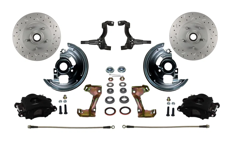 Front Spindle Kit with Drilled Rotors  and Black Powder Coated Calipers