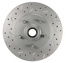 Front Power 2" Drop Spindle Kit with Drilled Rotors and Zinc Plated Calipers image 2