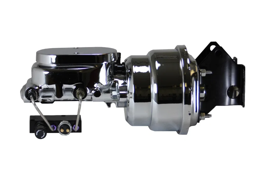 7 inch dual power booster, 1-1/8 inch bore master adjustable combo valve(Chrome) for Ford F-100