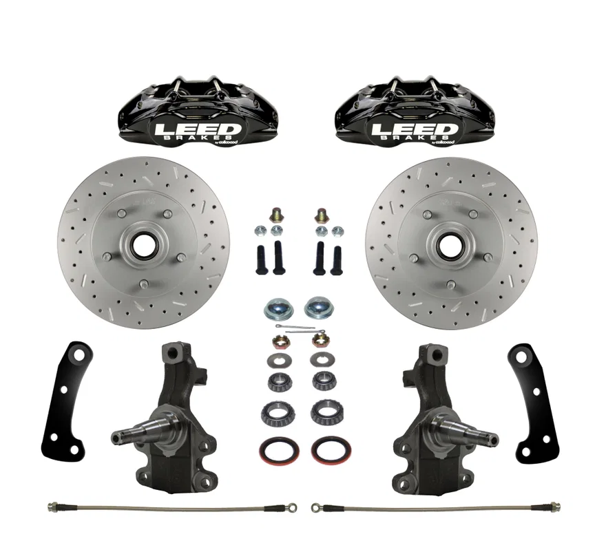 Leed Brakes BFC1009SMX, Front Spindle Kit with Drilled Rotors and Black Powder Coated Calipers