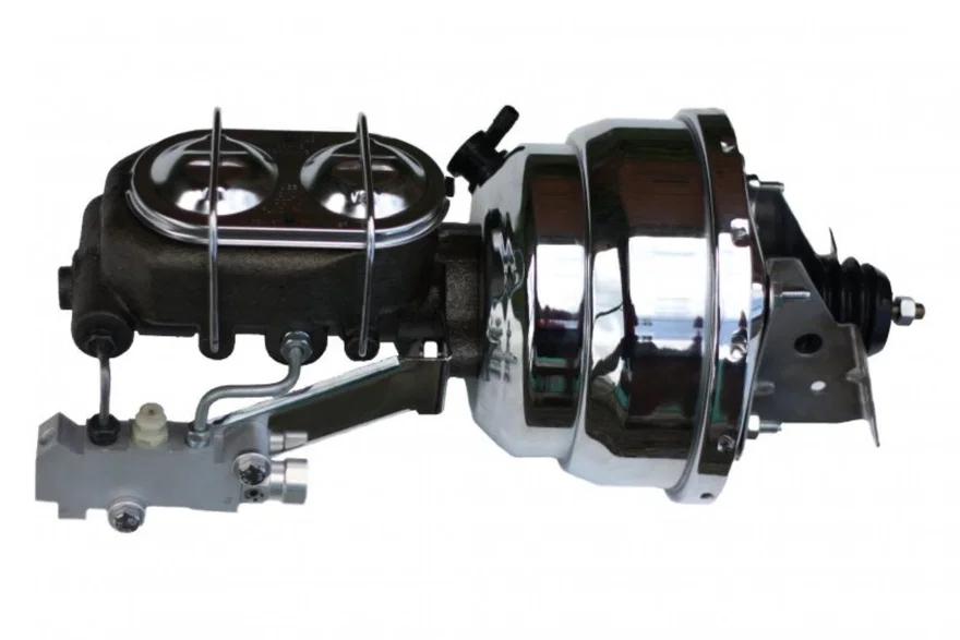 8 inch dual power booster, 1-1/8 inch bore master disc/disc (Chrome)