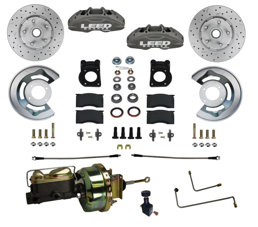 Power Front Kit with Drilled Rotors and Anodized Calipers for Ford Mustang