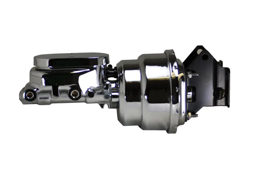 7 inch dual power booster, 1-1/8 inch bore flat top master (Chrome) for Ford F-100
