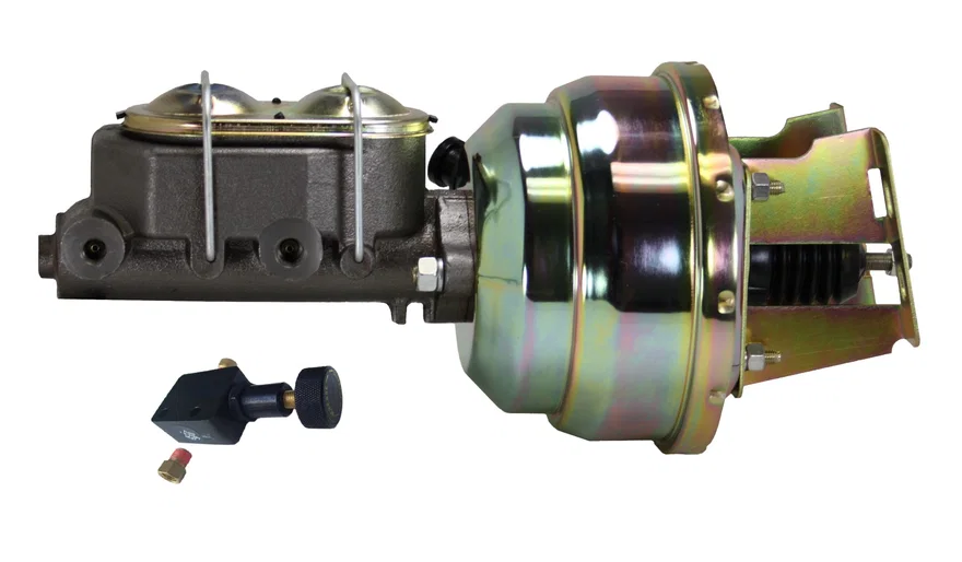 8 inch dual power booster, 1-1/8 inch bore master adjustable valve (Zinc) for Chevrolet