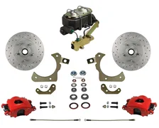 Manual Front Kit with Drilled Rotors and Red Powder Coated Calipers for Chevrolet image 1