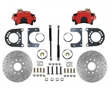 Rear Disc Brake Kit  with Drilled Rotors and Red Powder Coated Calipers for Chevrolet image 1