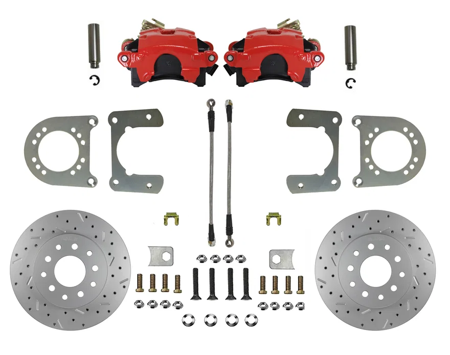 Leed Brakes RRC6002X, Rear Disc Brake Kit  with Drilled Rotors and Red Powder Coated Calipers
