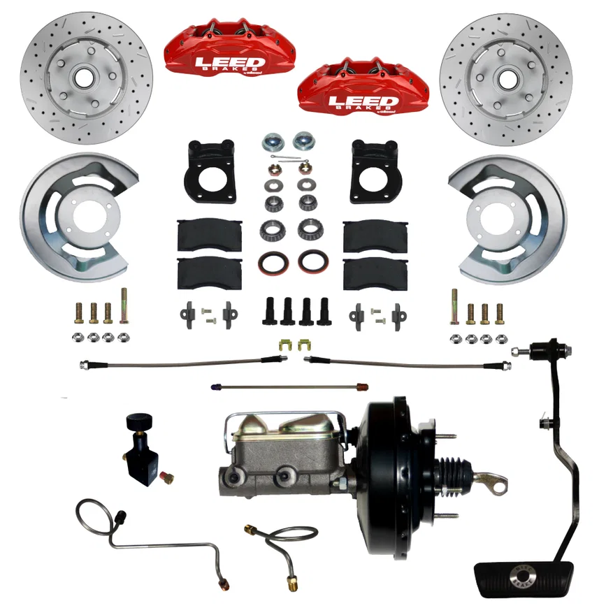 Power Front Kit with Drilled Rotors and Red Powder Coated Calipers