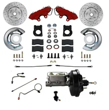 Power Front Kit with Drilled Rotors and Red Powder Coated Calipers image 1