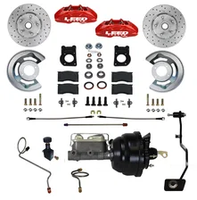 Power Front Kit with Drilled Rotors and Red Powder Coated Calipers image 1