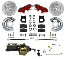 Power Front Kit with Drilled Rotors and Red Powder Coated Calipers for Ford Mustang image 1