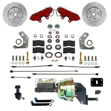 Power Front Kit with Drilled Rotors and Red Powder Coated Calipers image 1