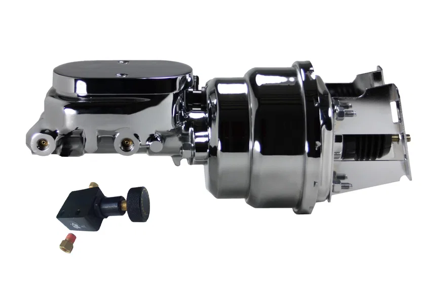 7 inch dual power booster, 1-1/8 inch bore master adjustable valve (Chrome) for Chevrolet