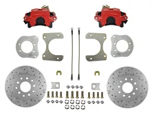 Rear Disc Brake Kit  with Drilled Rotors and Red Powder Coated Calipers image 1