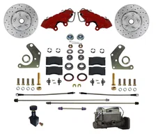 Power Front Kit with Drilled Rotors and Red Powder Coated Calipers image 1