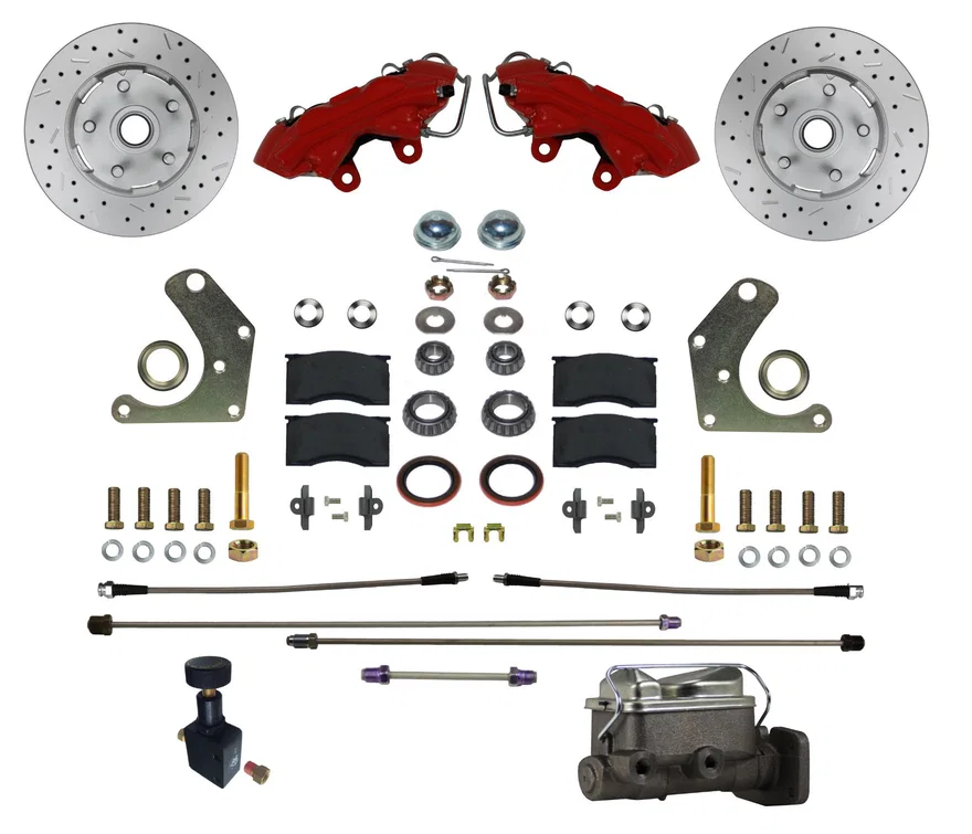Power Front Kit with Drilled Rotors and Red Powder Coated Calipers