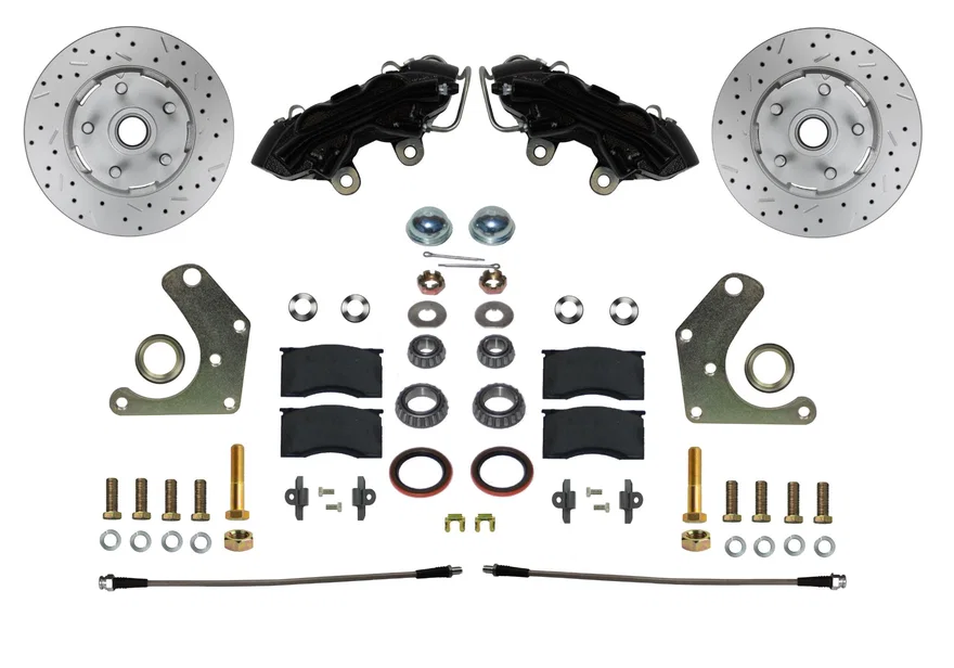 Leed Brakes BFC2003SMX, Front Spindle Kit with Drilled Rotors and Black Powder Coated Calipers