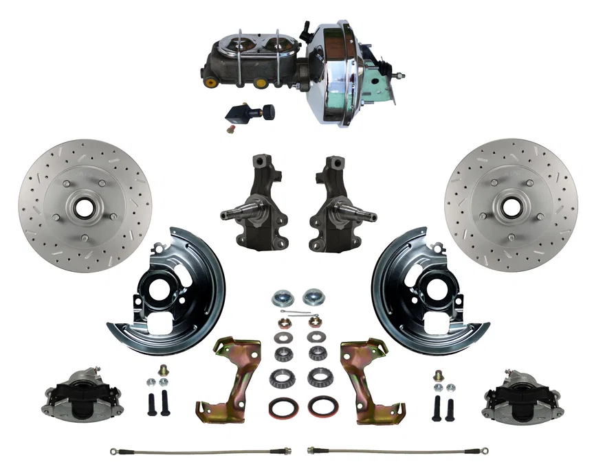 Front Power 2" Drop Spindle Kit with Drilled Rotors and Zinc Plated Calipers