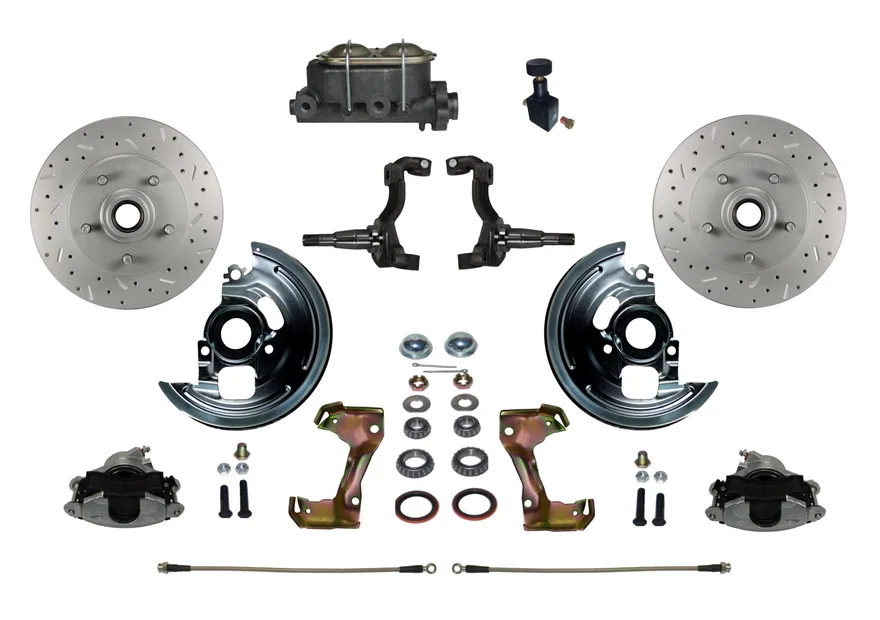 Manual Front Kit with Drilled Rotors and Zinc Plated Calipers for Chevrolet Chevy II