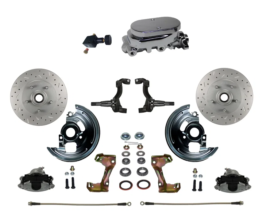 Manual Front Kit with Drilled Rotors and Zinc Plated Calipers for Chevrolet Chevy II