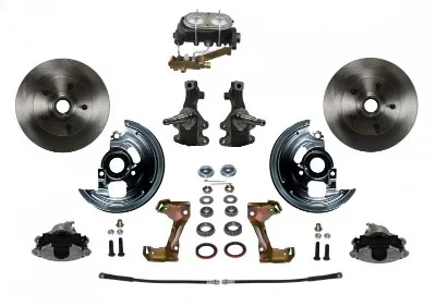 Front Manual 2" Drop Spindle Kit with Plain Rotors and Zinc Plated Calipers