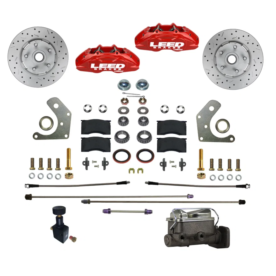 Manual Front Kit with Drilled Rotors and Red Powder Coated Calipers