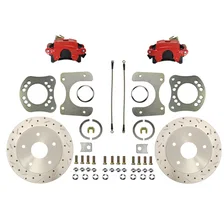 Rear Disc Brake Kit  with Drilled Rotors and Red Powder Coated Calipers for Ford image 1